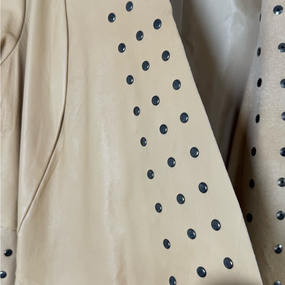 Cache Tan Leather Jacket With Studs - image 3